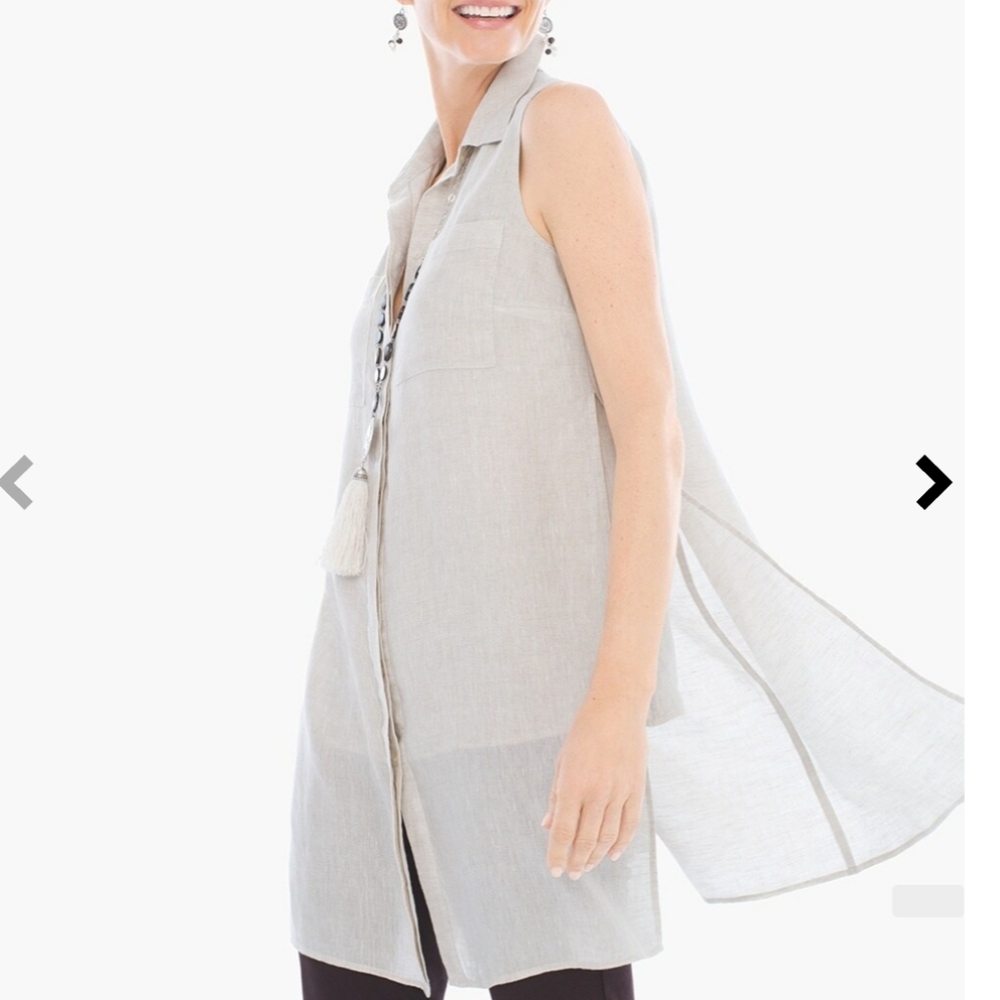 NWT CHICO’S Side Slit Linen Tunic Top sz2  BinU